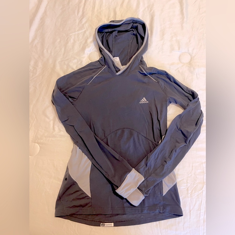 Adidas supernova long sleeve workout yoga wear grey breathable back size small